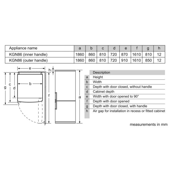 Bosch Series 6 free-standing fridge-freezer with freezer at bottom 186 x 86 cm Stainless steel (with anti-fingerprint) KGN86CI3E8 - Image 4