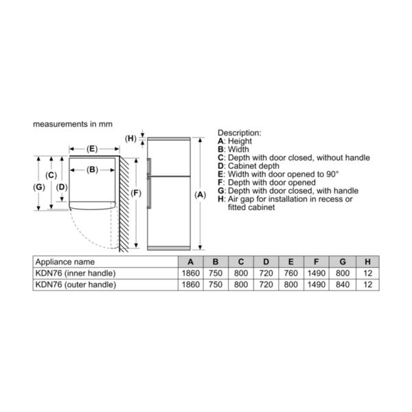 BOSCH Series 4 - Free-Standing Fridge With Freezer At Top 186 X 75 Cm KDN76XI3E8 Silver - Image 5