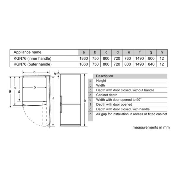 BOSCH REFRIGERATOR COMBI 526 L NOFROST DIGITAL STAINLESS KGN76CI3E8 - Image 5